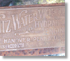 Fitz copper nameplate on his waterwheel